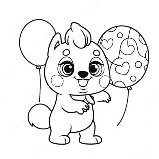 Page A Colorier Beanie Boo Heureux Avec Des Ballons 63529-14080