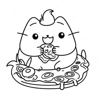 Page A Colorier De Pusheen Mignon Mangeant De La Pizza 6473-934