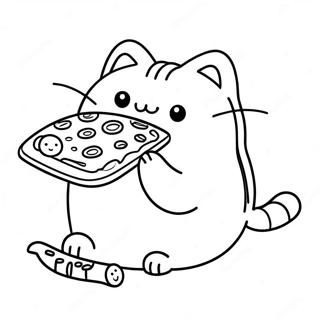 Page A Colorier De Pusheen Mignon Mangeant De La Pizza 6473-935