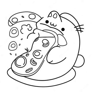 Page A Colorier De Pusheen Mignon Mangeant De La Pizza 6473-936