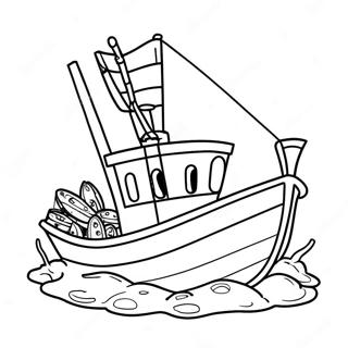 Page De Coloriage De Bateau De Peche Avec Prise 65814 14393