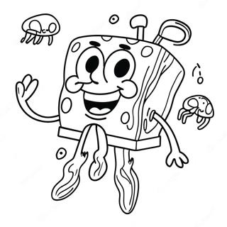 Page De Coloriage De Spongebob Avec Des Meduses 68592-15009