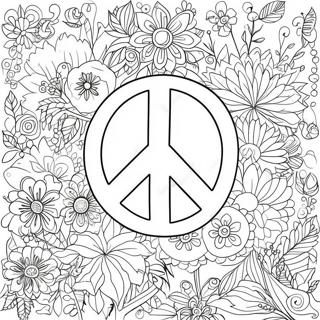 Page De Coloriage Du Signe De Paix Avec Motif Floral 68768-15060