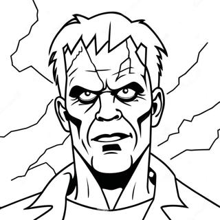 Page De Coloriage De Frankenstein Effrayant Avec Des Eclairs 72058 15893