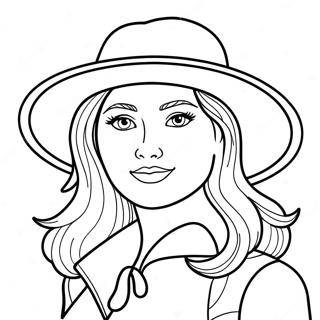 Fille Charmante Avec Un Chapeau Page De Coloriage 72084-15915