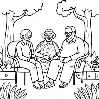 Seniors Se Relaxant Dans Le Jardin Page A Colorier 72311-16086