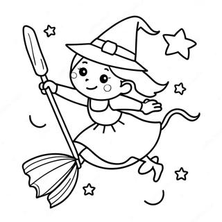 Page De Coloriage Dune Sorciere Mignonne Volant Sur Un Balai 72646 16352