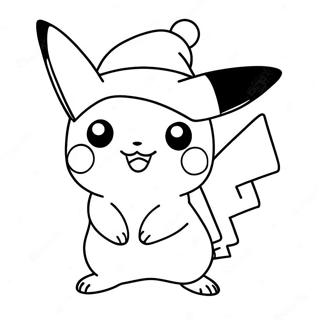 Page De Coloriage De Pikachu Portant Un Chapeau De Noel 72672-16369