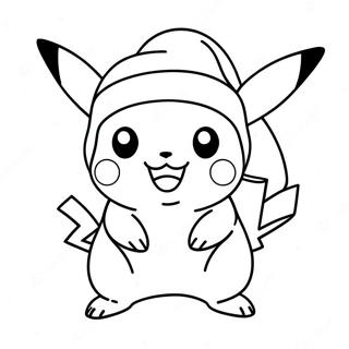 Page De Coloriage De Pikachu Portant Un Chapeau De Noel 72672-16370