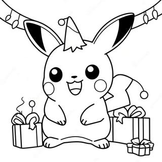 Page De Coloriage De Pikachu Avec Des Lumieres De Noel 72673-16375