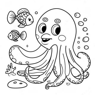 Page De Coloriage De Kraken Adolescent Amical Se Faisant Des Amis Avec Des Poissons 72753 16441