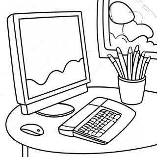 Page De Coloriage Dune Configuration Dordinateur De Bureau Coloree 72778 16457
