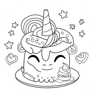 Page De Coloriage De Gateau Licorne Etincelant 73394 16932