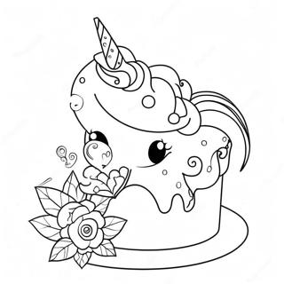 Page De Coloriage De Gateau Licorne Fantaisiste 73397 16941