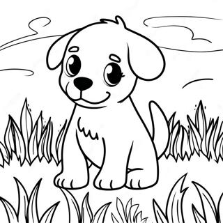 Page De Coloriage De Chiot Joueur Dans Lherbe 73522-17034