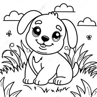 Page De Coloriage De Chiot Joueur Dans Lherbe 73522-17035