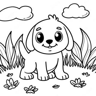 Page De Coloriage De Chiot Joueur Dans Lherbe 73522-17036