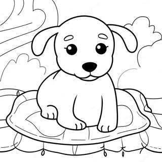 Page De Coloriage De Chiot Endormi Sur Une Couverture 73524-17042