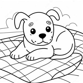 Page De Coloriage De Chiot Endormi Sur Une Couverture 73524-17043