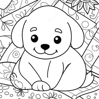 Page De Coloriage De Chiot Endormi Sur Une Couverture 73524-17044
