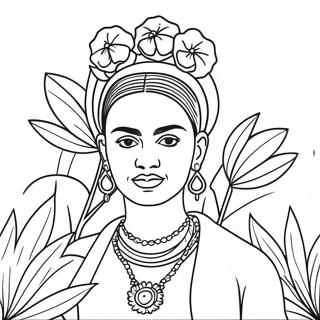 Page De Coloriage De Frida Kahlo Avec Des Fleurs 73623-17110