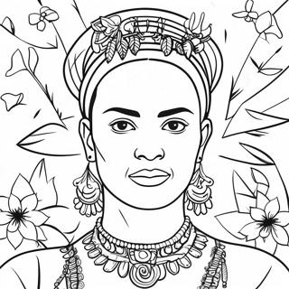 Page De Coloriage De Lautoportrait De Frida Kahlo 73626-17124