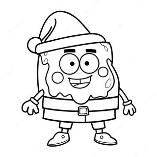 Page De Coloriage De Spongebob Avec Un Chapeau De Noel 73933-17349