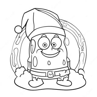 Page De Coloriage De Spongebob Avec Un Chapeau De Noel 73933-17350