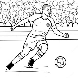 Page De Coloriage Mbappe Dribblant Le Ballon 73984-17389