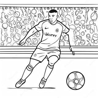 Page De Coloriage Mbappe Dribblant Le Ballon 73984-17390