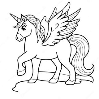 Page De Coloriage De Pegase Elegant Au Coucher De Soleil 74114-17499