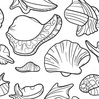 Page De Coloriage De Coquillages Colores Sur La Plage 74138-17509