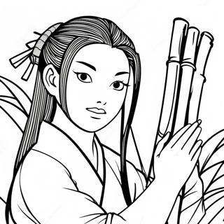 Nezuko Avec Un Museau En Bambou Page A Colorier 7459-839