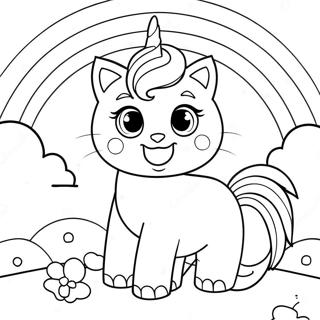 Page De Coloriage De Chaton Licorne Joueur Dans Un Arc En Ciel 74651-17919