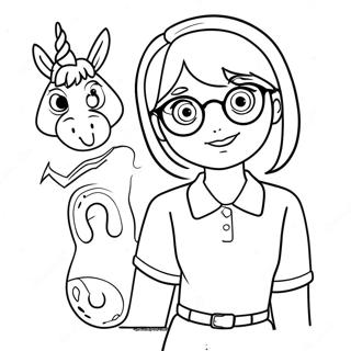 Tina Belcher Avec Une Licorne Page De Coloriage 74934-18141