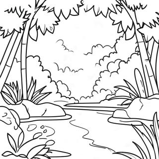 Page De Coloriage Foret Tropicale Luxuriante 75036 18213