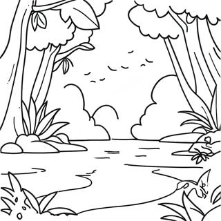 Page De Coloriage Foret Tropicale Luxuriante 75036 18214