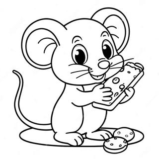 Souris Joueuse Avec Du Lait Et Des Biscuits Page De Coloriage 75062 18238