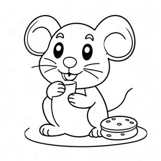 Souris Joueuse Avec Du Lait Et Des Biscuits Page De Coloriage 75062 18239