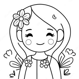 Page De Coloriage De Fille Mignonne Avec Des Fleurs 75086-18250