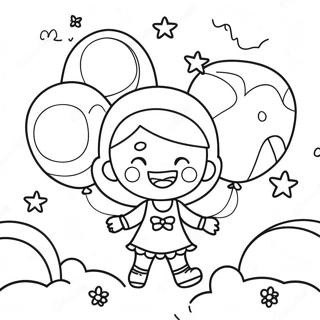 Page De Coloriage De Fille Heureuse Avec Des Ballons 75088 18259