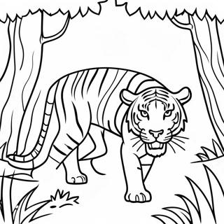 Page De Coloriage De Tigre Feroce Traquant Dans La Jungle 75115-18283