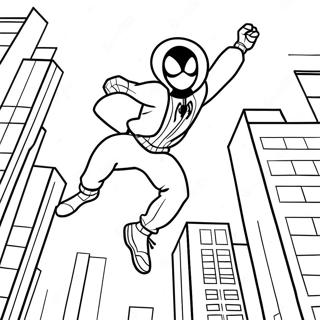 Miles Morales Sautant Par Dessus Des Batiments Page A Colorier 7565 1872