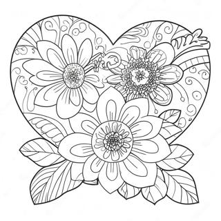 Page De Coloriage De Coeurs Et De Fleurs 76038-18986