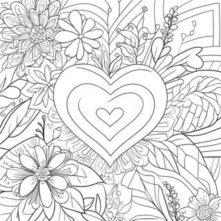 Page De Coloriage De Coeurs Et De Fleurs 76038-18988