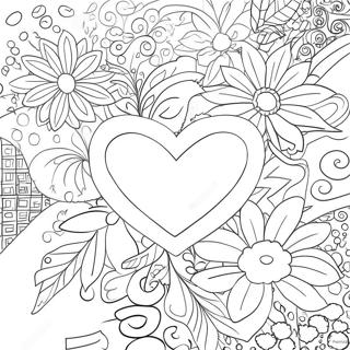 Page De Coloriage De Coeurs Et De Fleurs Colores 76039-18989