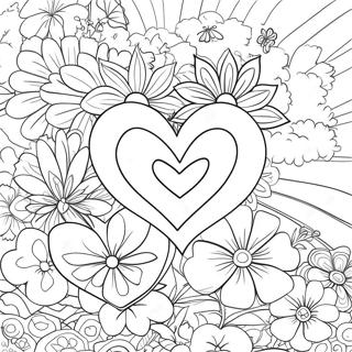 Page De Coloriage De Coeurs Et De Fleurs Colores 76039-18990