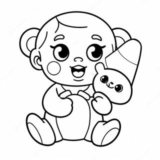 Page De Coloriage De Bebe Qui Pleure Avec Un Ours En Peluche Mignon 76218-19129