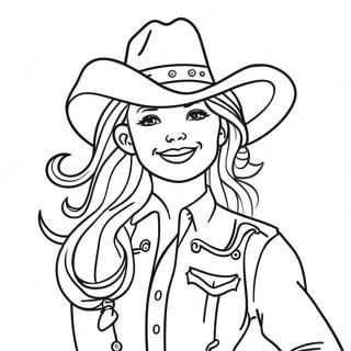 Page De Coloriage De La Cowgirl Heureuse En Tenue Western 76322-19217