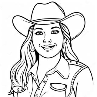 Page De Coloriage De La Cowgirl Heureuse En Tenue Western 76322-19218